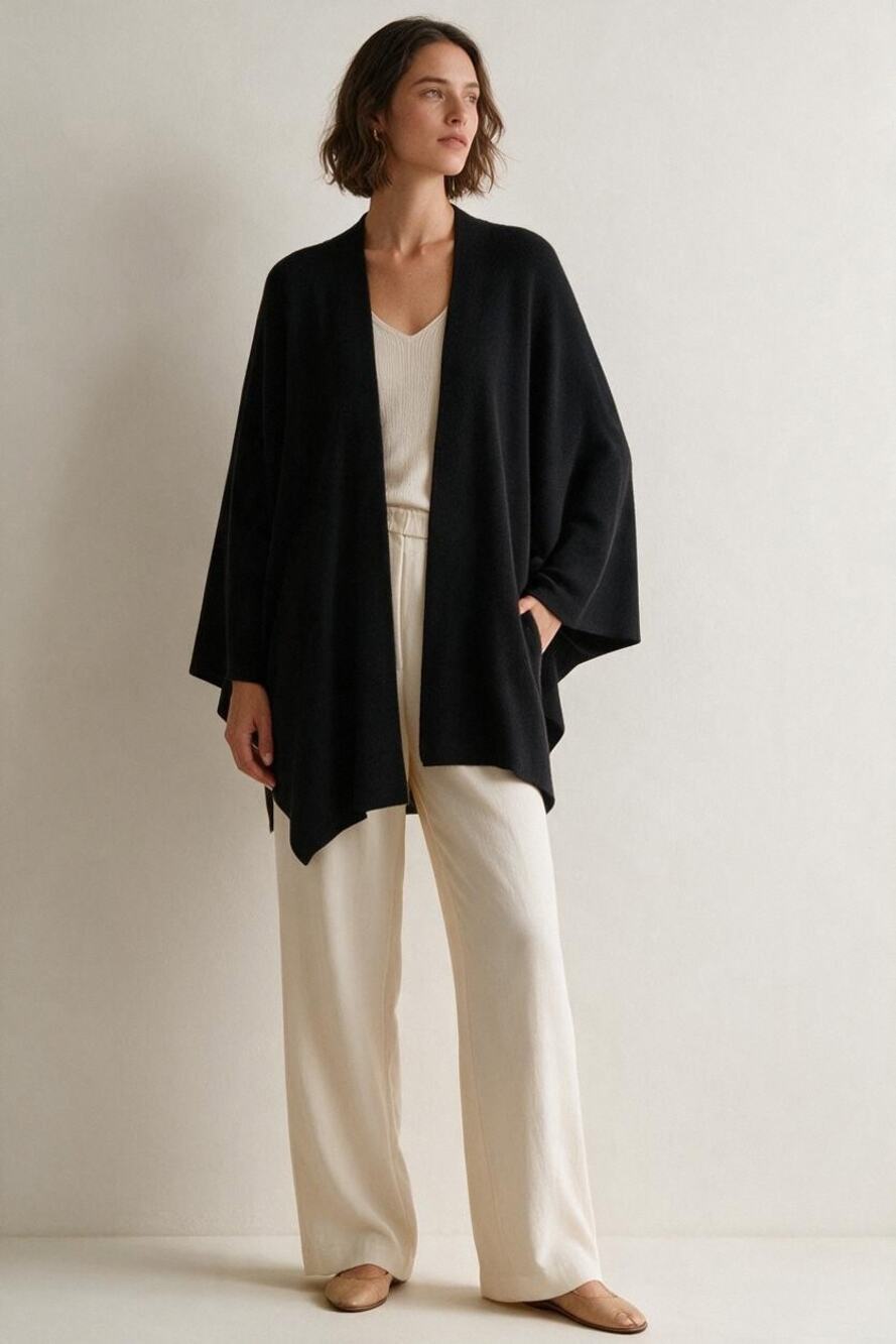 Puli Black Soft Knit Open Front Shrug Sweater Cozy Bohemian Wrap Cardigan OS NWT